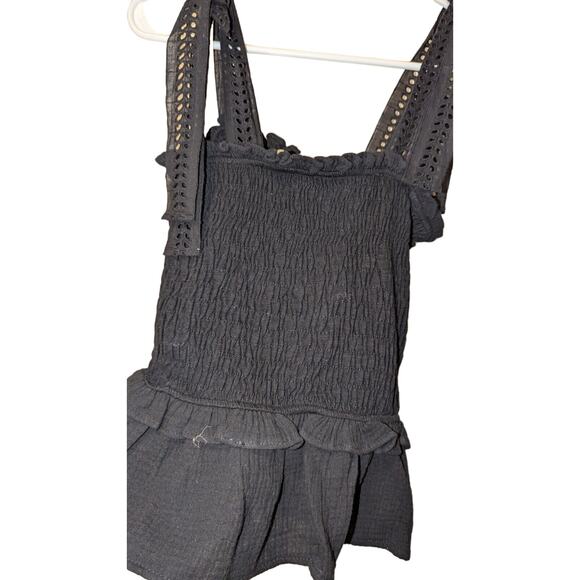 NEW Anthropologie eri + ali Stephanie Smocked Eyelet Lace Tie Peplum Black XS - Picture 4 of 7